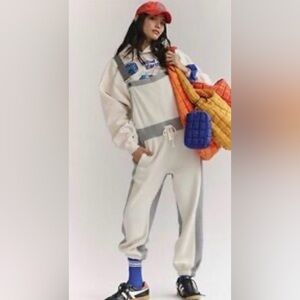 Free People Movement Making It oversized overalls onesie Ivory Gray S NWT